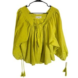 Apiece Apart Bohemian Peasant Blouse Lime